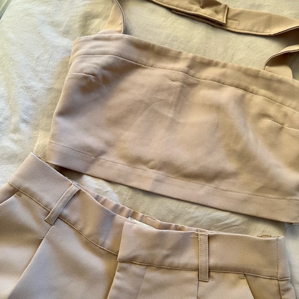 Abercombie and Fitch two-piece tailored halter cropped top and shorts set